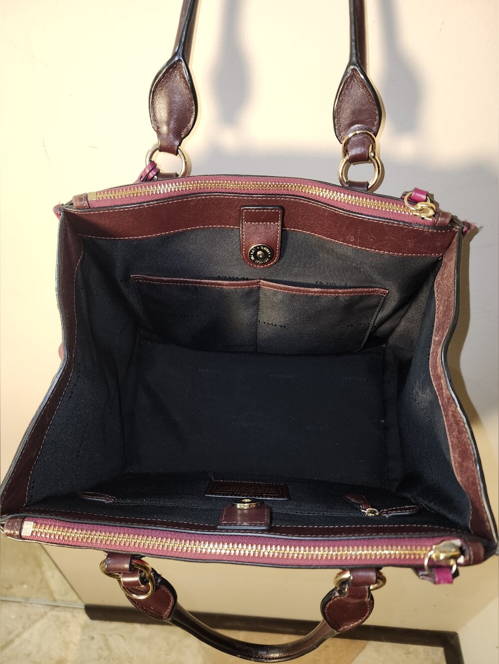 Coach Leather Exoctic Python Crosby Carryall Cyclamen Satchel Plum Turnlock Tote - Picture 15 of 17